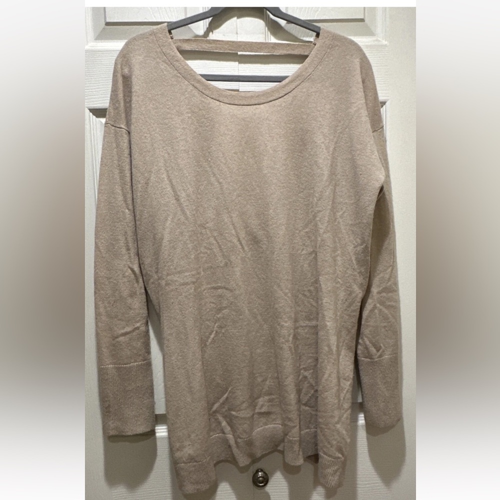 Athleta Pale Pink 100% Cashmere Open Back Relaxed Fit Balletcore Sweater Size XL